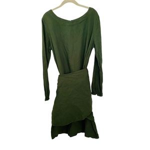 Atelier Delphine Dark Green Japanese Cotton Wrap Dress Sz L